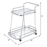 Aegis Clear Glass & Chrome Finish Serving Cart