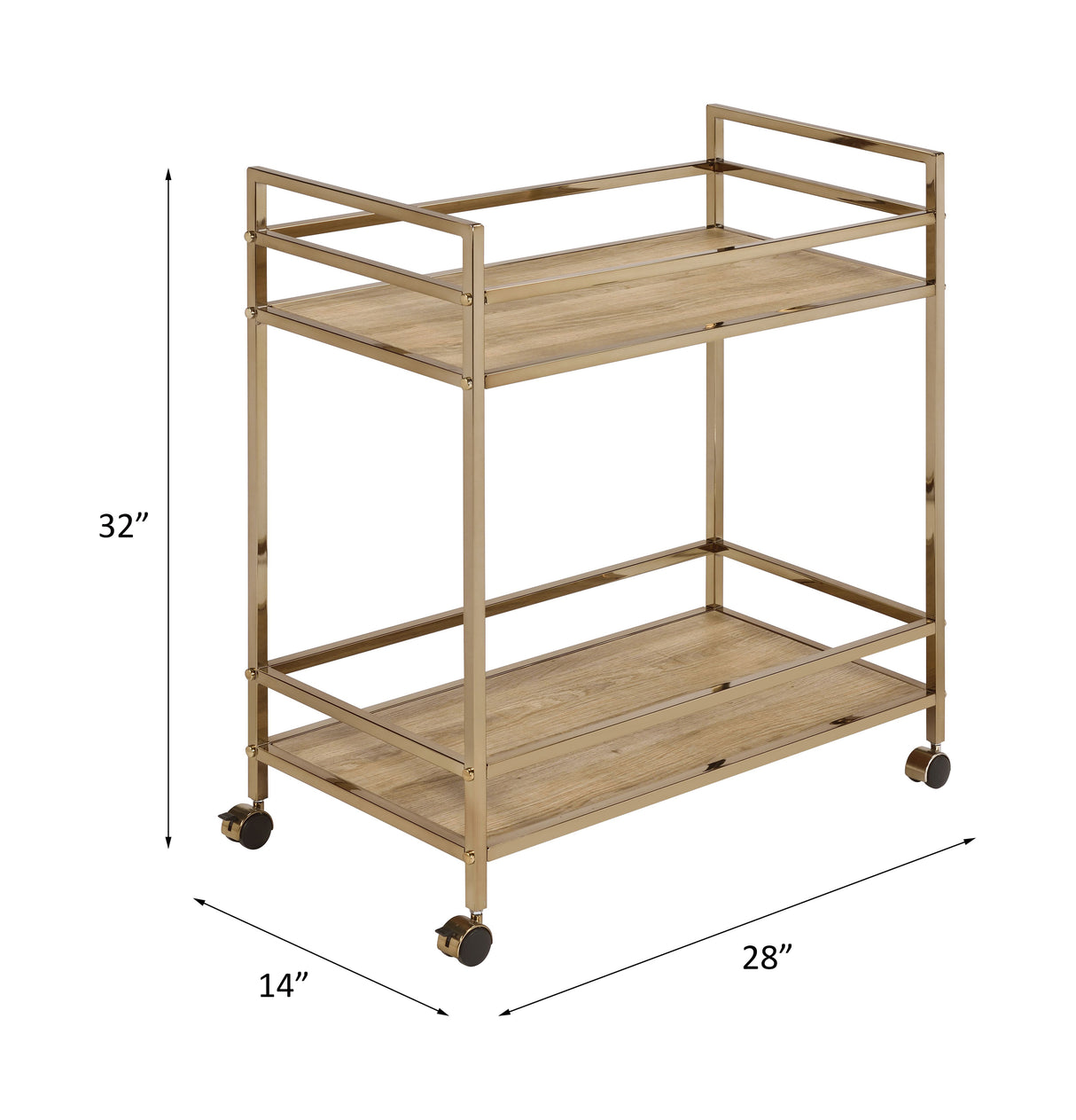 Barb Natural & Champagne Finish Serving Cart