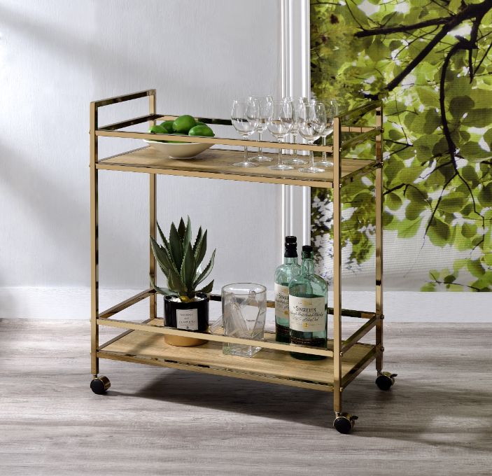 Barb Natural & Champagne Finish Serving Cart