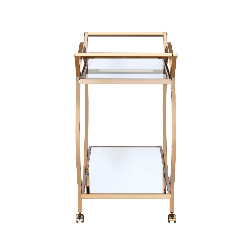 Traverse Mirrored & Champagne Finish Serving Cart