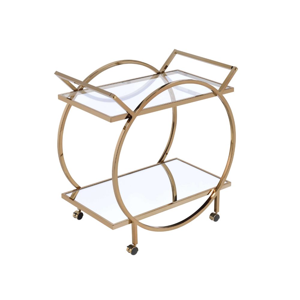 Traverse Mirrored & Champagne Finish Serving Cart