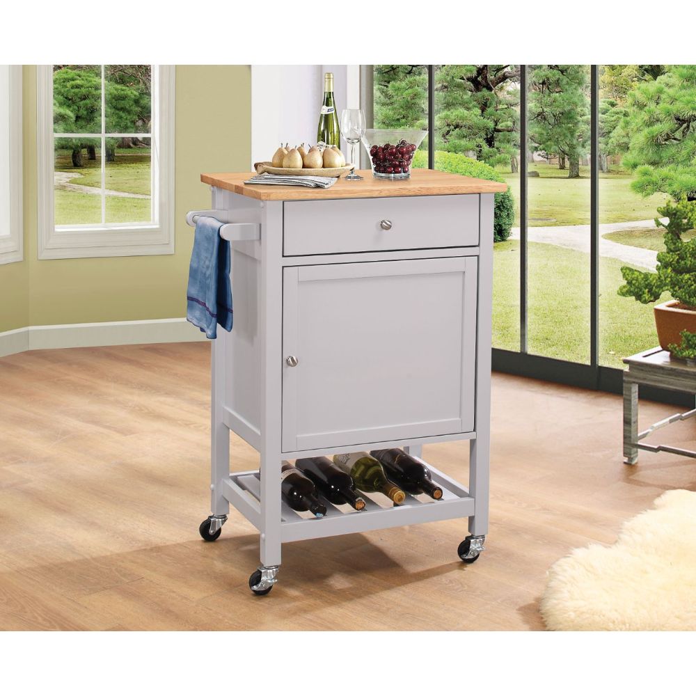 Hoogzen Natural & Gray Finish Kitchen Cart