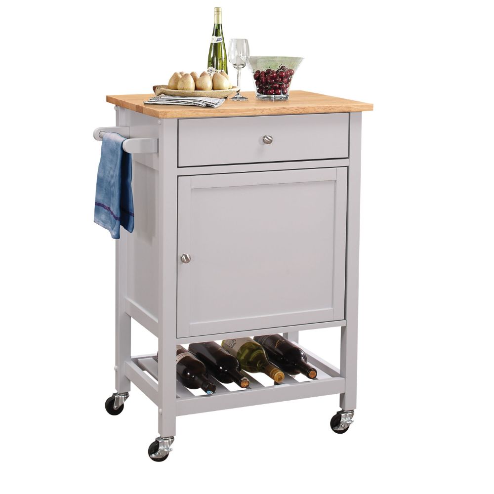 Hoogzen Natural & Gray Finish Kitchen Cart