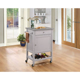 Hoogzen Stainless Steel Top & Gray Finish Kitchen Cart