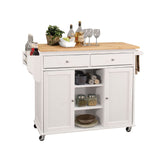 Tullarick Natural Wooden Top & White Finish Kitchen Cart