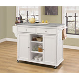 Tullarick Stainless Steel Top & White Finish Kitchen Cart