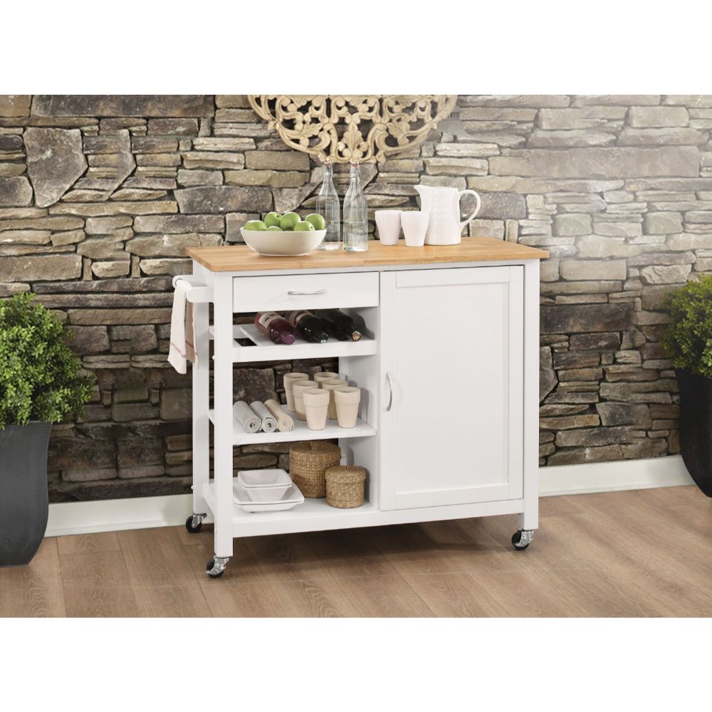 Ottawa Natural & White Finish Kitchen Cart