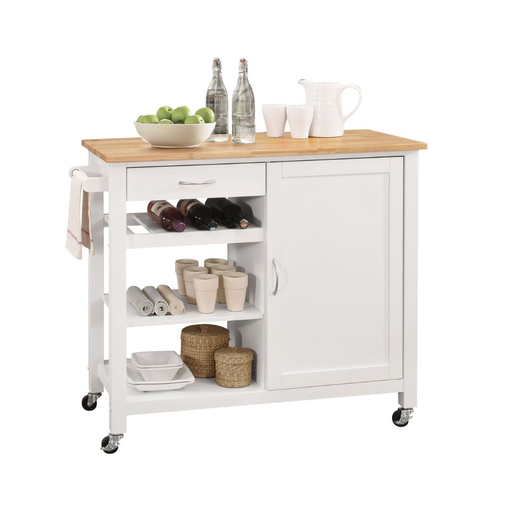 Ottawa Natural & White Finish Kitchen Cart