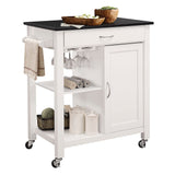 Ottawa Black Wooden Top & White Finish Kitchen Cart