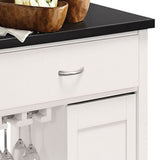 Ottawa Black Wooden Top & White Finish Kitchen Cart