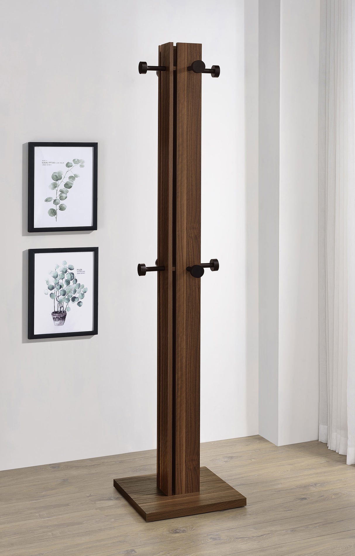 Rikkie Walnut Coat Rack And Mirror