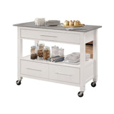 Ottawa Stainless Steel Top & White Finish Kitchen Cart