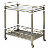 Matiesen Clear Glass & Antique Gold Finish Serving Cart