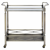 Matiesen Clear Glass & Antique Gold Finish Serving Cart