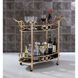 Ottesen Black Glass & Gold Finish Serving Cart