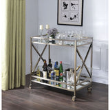 Kristensen Mirrored & Antique Gold Finish Serving Cart