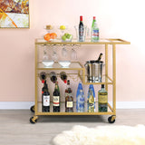 Adamsen Mirrored & Champagne Finish Serving Cart