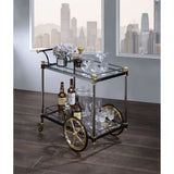 Cyrus Clear Glass & Black/Gold Finish Serving Cart