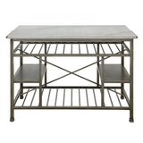 Lanzo Marble Top & Antique Pewter Finish Kitchen Island