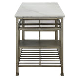 Lanzo Marble Top & Antique Pewter Finish Kitchen Island