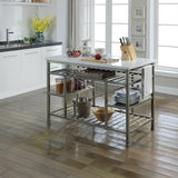 Lanzo Marble Top & Antique Pewter Finish Kitchen Island