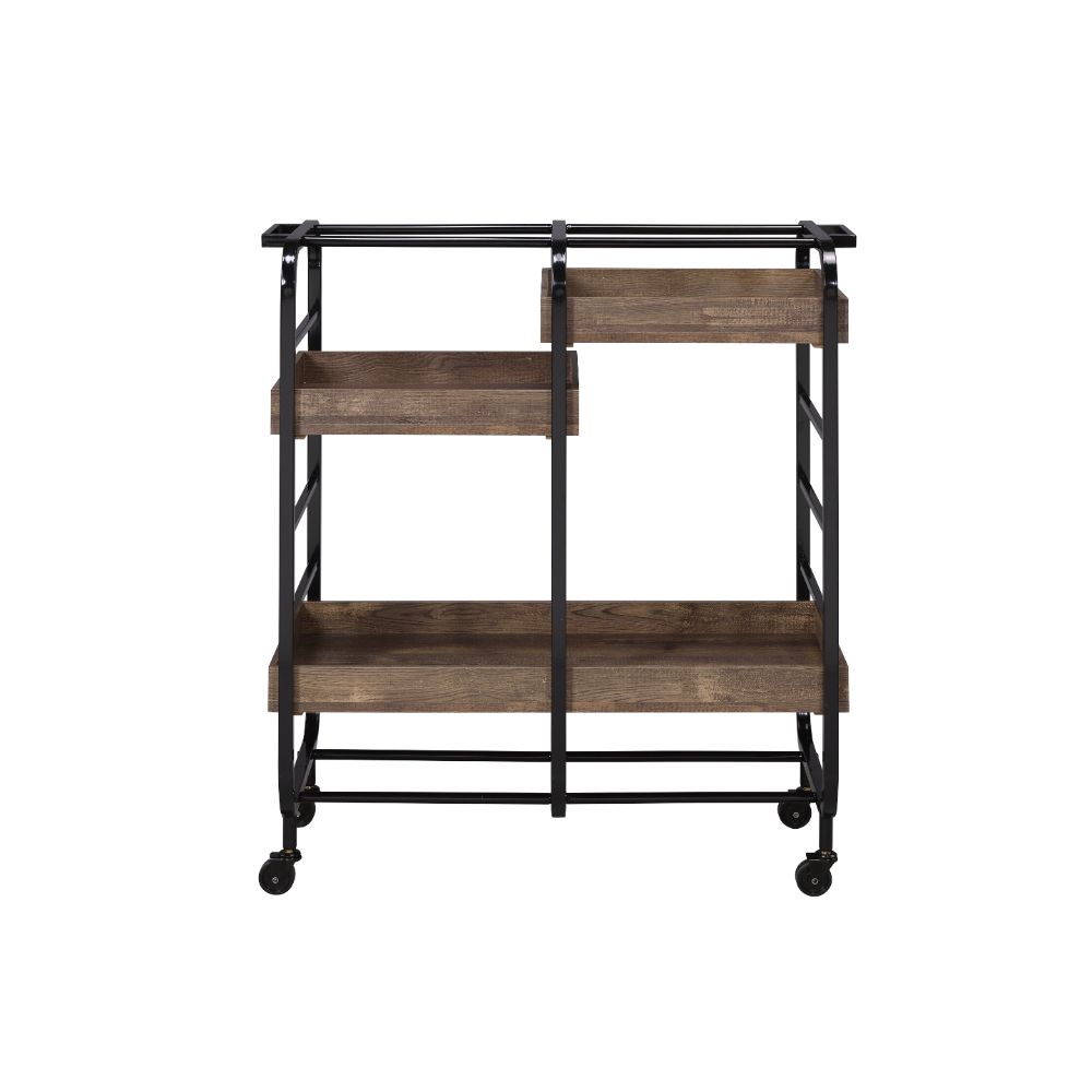 Vorrik Black & Walnut Finish Serving Cart