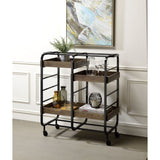 Vorrik Black & Walnut Finish Serving Cart