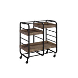 Vorrik Black & Walnut Finish Serving Cart