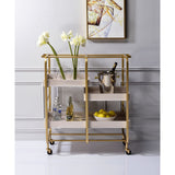 Vorrik Gold & White Washed Finish Serving Cart