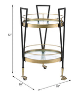 Vries Black & Gold Finish Serving Cart