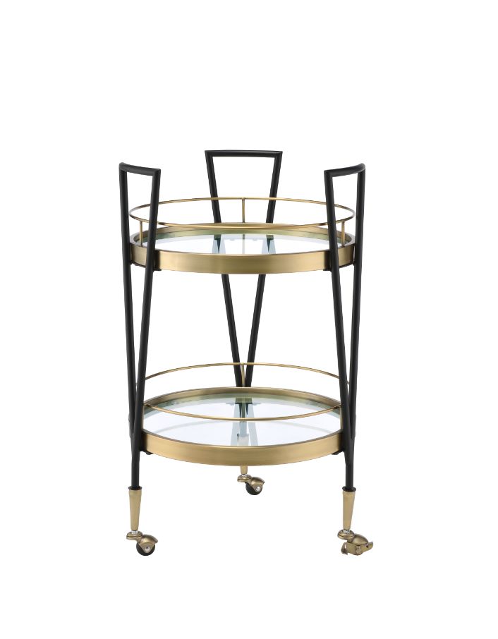 Vries Black & Gold Finish Serving Cart