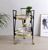 Vries Black & Gold Finish Serving Cart