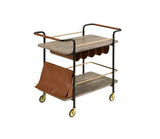 Naude Natural, Gold & Black Finish Serving Cart