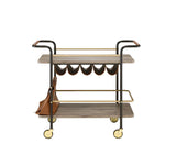 Naude Natural, Gold & Black Finish Serving Cart