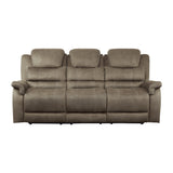 Shola Double Reclining Sofa With Center Drop-Down Cup Holders, Receptacles And Usb Ports