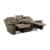 Shola Double Reclining Sofa With Center Drop-Down Cup Holders, Receptacles And Usb Ports