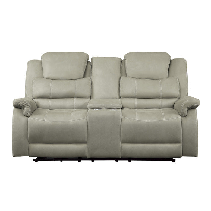 Shola Power Double Reclining Love Seat With Center Console, Headrests And Usb Ports