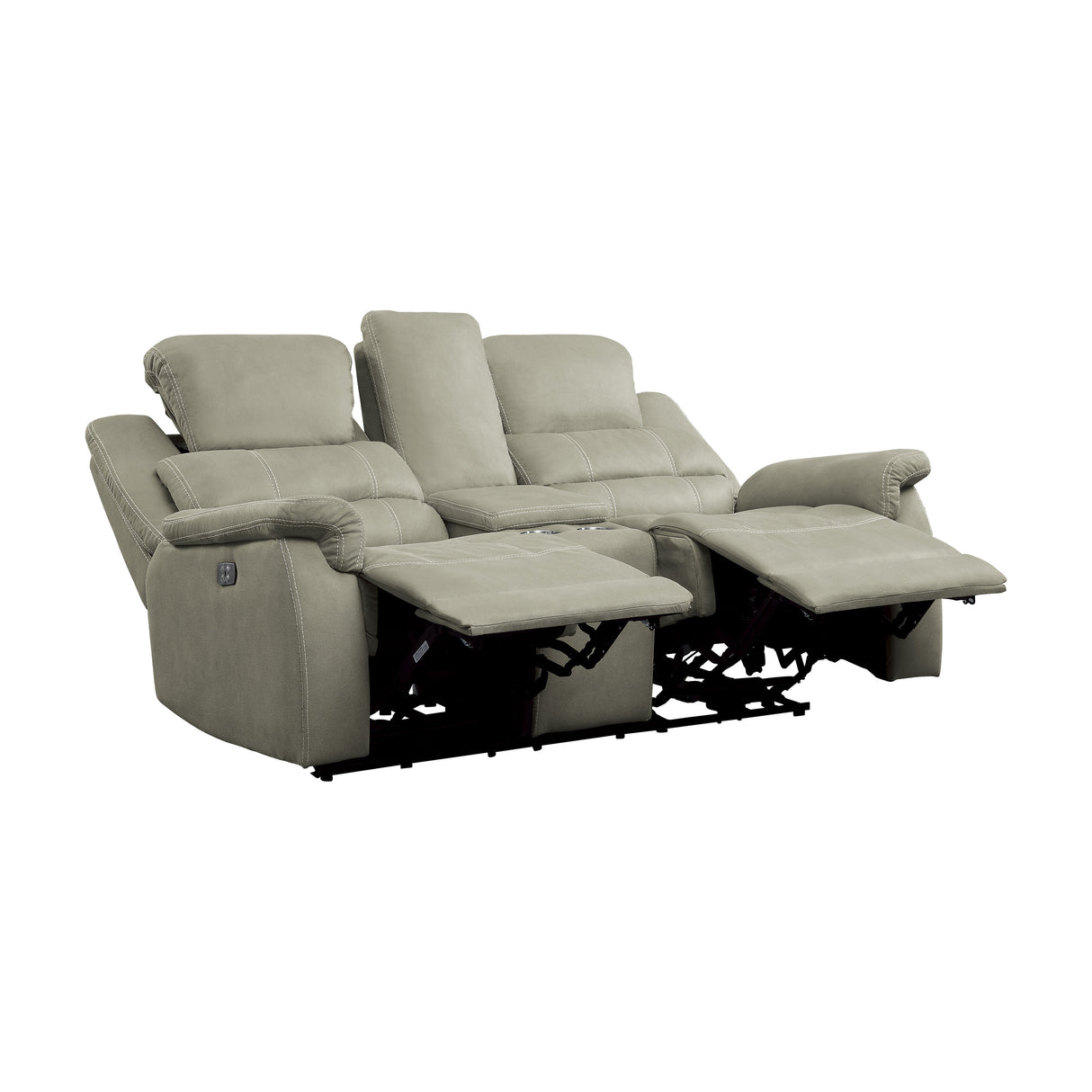 Shola Power Double Reclining Love Seat With Center Console, Headrests And Usb Ports