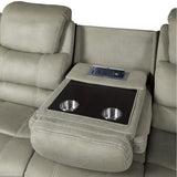 Shola Power Double Reclining Sofa With Headrests, Drop-Down Cup Holders, Receptacles And Usb Ports