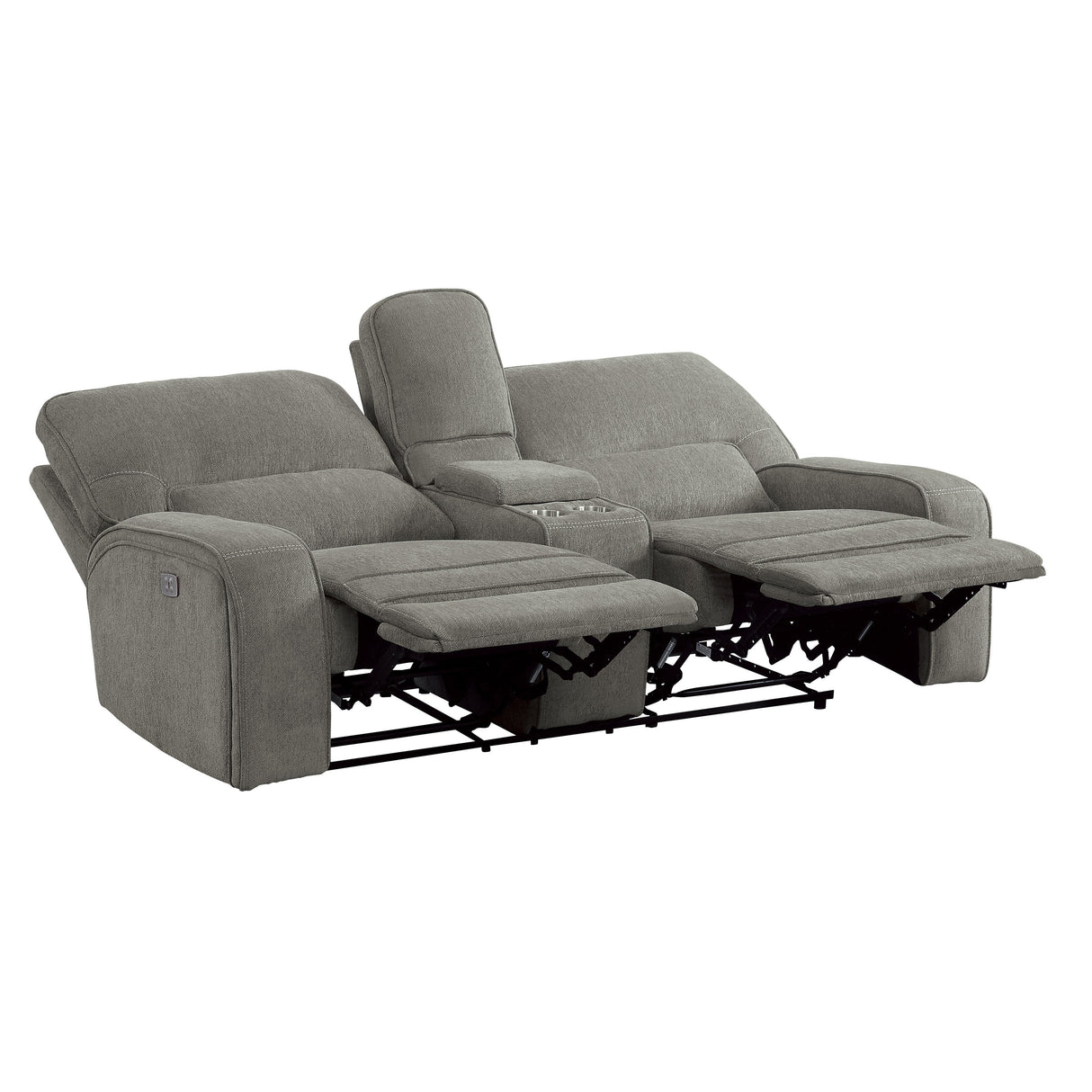 Borneo Power Double Reclining Love Seat With Center Console, Headrests And Usb Ports