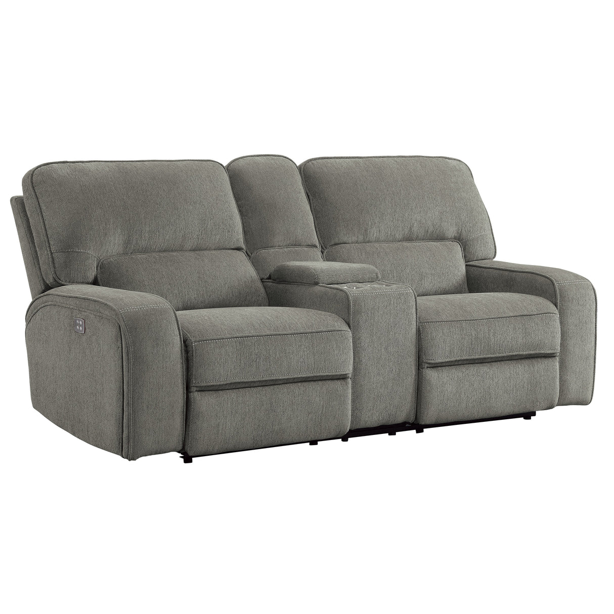 Borneo Power Double Reclining Love Seat With Center Console, Headrests And Usb Ports