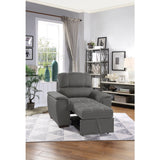 Andes Exposed Feet With Faux Wood Chair Pull-Out Ottoman