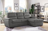 Andes Exposed Feet With Faux Wood 2-Piece Sectional Pull-Out Bed And Right Chaise Hidden Storage