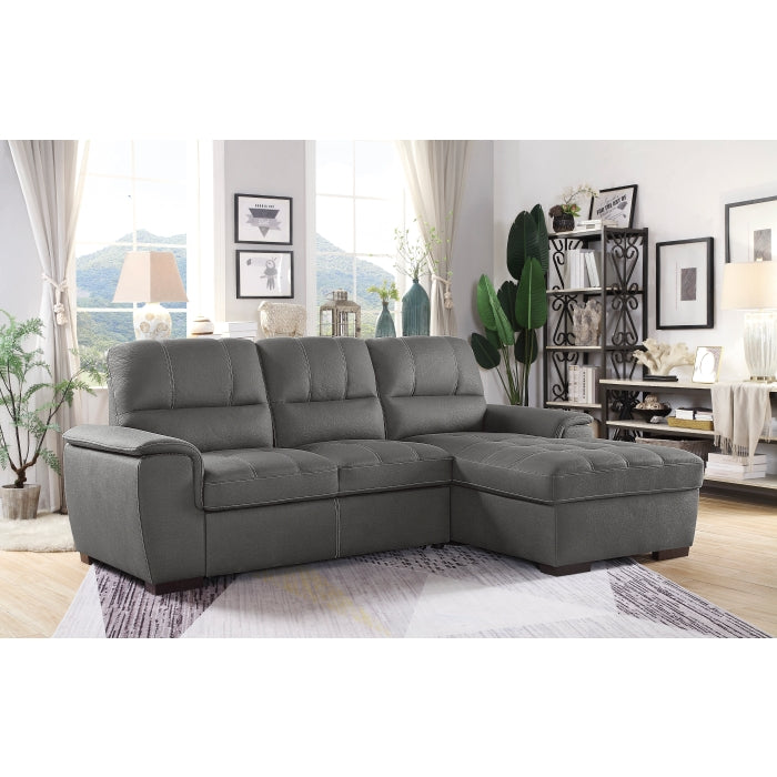 Andes Exposed Feet With Faux Wood 2-Piece Sectional Pull-Out Bed And Right Chaise Hidden Storage