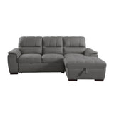 Andes Exposed Feet With Faux Wood 2-Piece Sectional Pull-Out Bed And Right Chaise Hidden Storage