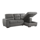 Andes Exposed Feet With Faux Wood 2-Piece Sectional Pull-Out Bed And Right Chaise Hidden Storage