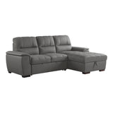 Andes Exposed Feet With Faux Wood 2-Piece Sectional Pull-Out Bed And Right Chaise Hidden Storage