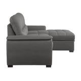 Andes Exposed Feet With Faux Wood 2-Piece Sectional Pull-Out Bed And Right Chaise Hidden Storage