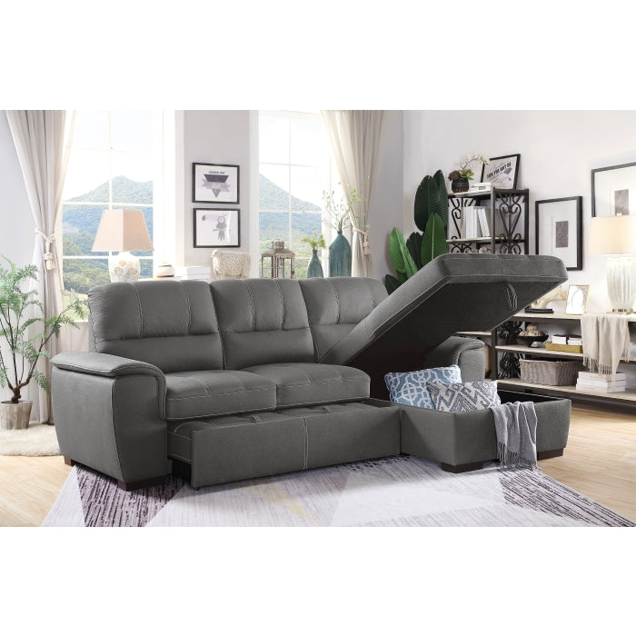 Andes Exposed Feet With Faux Wood 2-Piece Sectional Pull-Out Bed And Right Chaise Hidden Storage