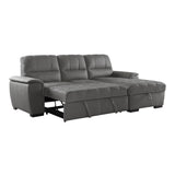 Andes Exposed Feet With Faux Wood 2-Piece Sectional Pull-Out Bed And Right Chaise Hidden Storage